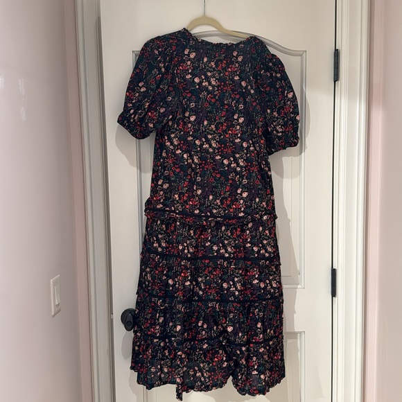 The Great Yonder Midi in Black Fresh Water Floral Cotton Tiered Dress, Size 3 - Picture 8 of 8